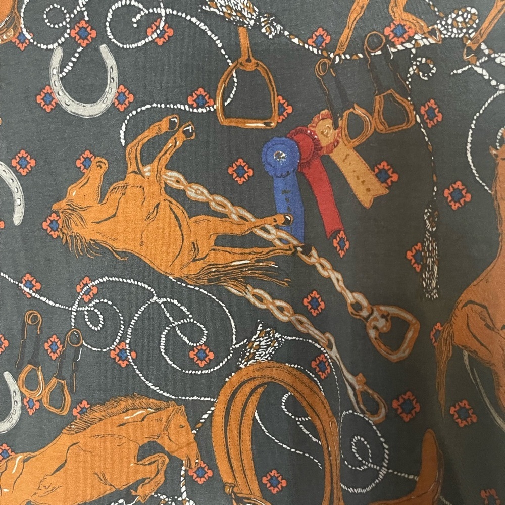 Anthropologie Black and Brown Equestrian Print Top - Picture 3 of 11